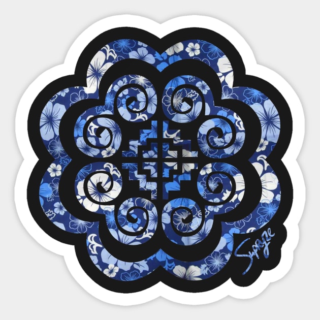 Hmoob Blue Floral Sticker by VANH